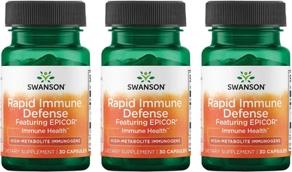 Swanson Rapid Immune Defence Featuring EpiCor 500 mg 30 Capsules (3 Pack)