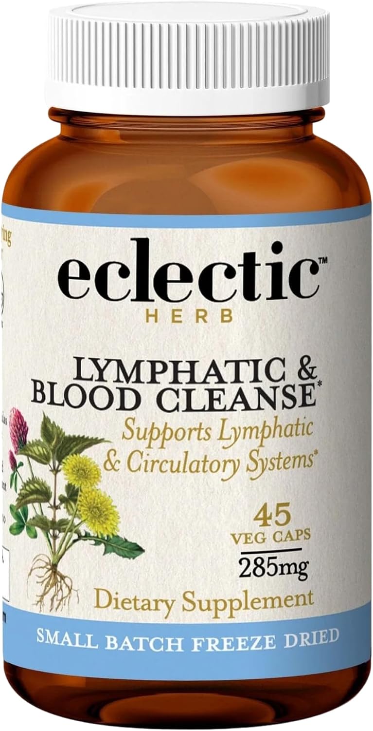 Eclectic Herb Lymph & Blood Cleanse Capsules - Herbal Supplement for Lymphatic & Circulatory Support - 45 Capsules - görsel 1