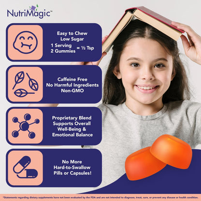 NutriMagic Children's Brain Booster+ 30mg Saffron-Based Multivitamin Gummies for Brain Health Support, Saffron Extract Gummies, Vitamin D3, B6, B12, Zinc, 120 Non-GMO Gummies (Pack of 2)