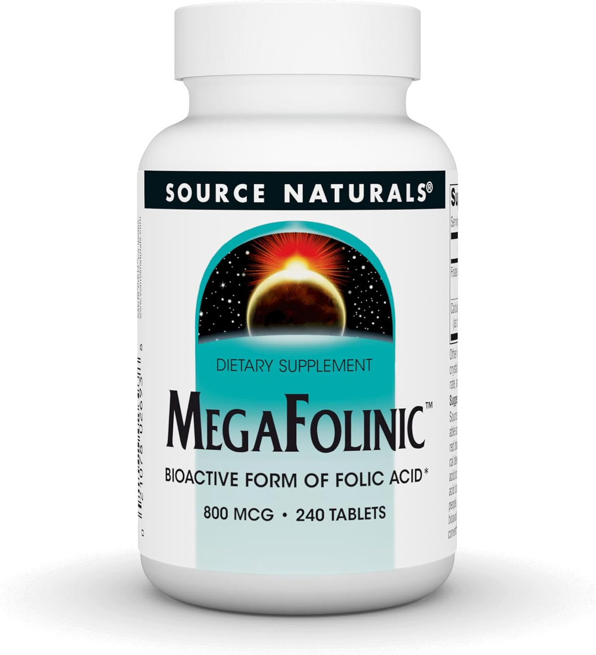 Source Naturals MegaFolinic - Bioactive Folic Acid, 800 mcg, 240 Tablets - görsel 1