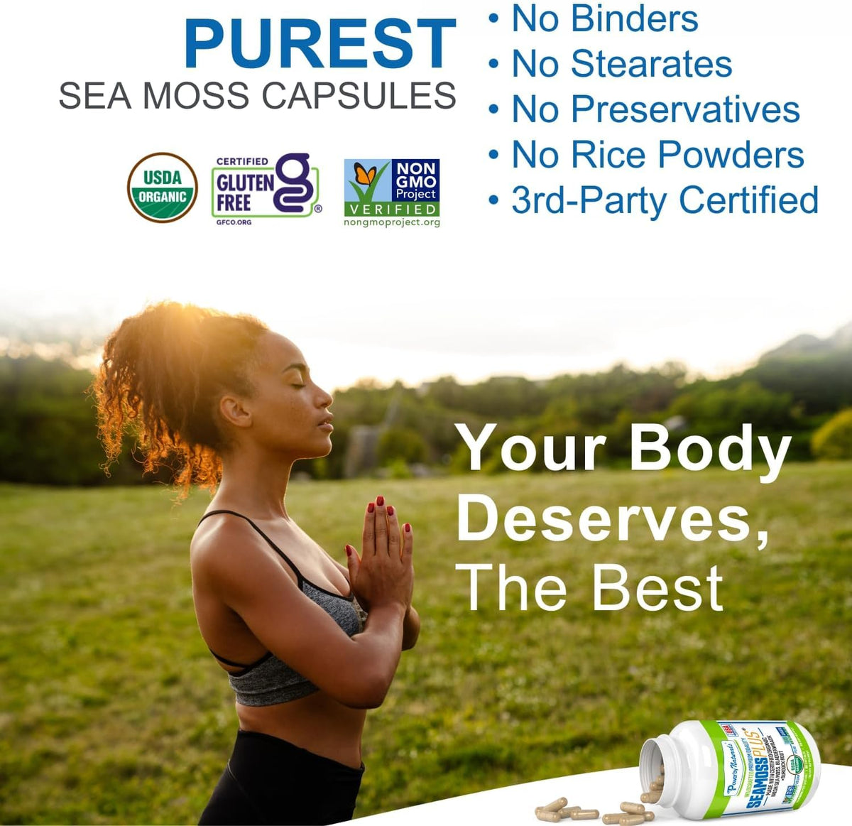 Power By Naturals Sea Moss Plus – Organic Irish Sea Moss, Bladderwrack & Burdock Root – 120 Capsules (2-Pack) - görsel 7