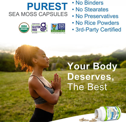 Power By Naturals Sea Moss Plus – Organic Irish Sea Moss, Bladderwrack & Burdock Root – 120 Capsules (2-Pack)