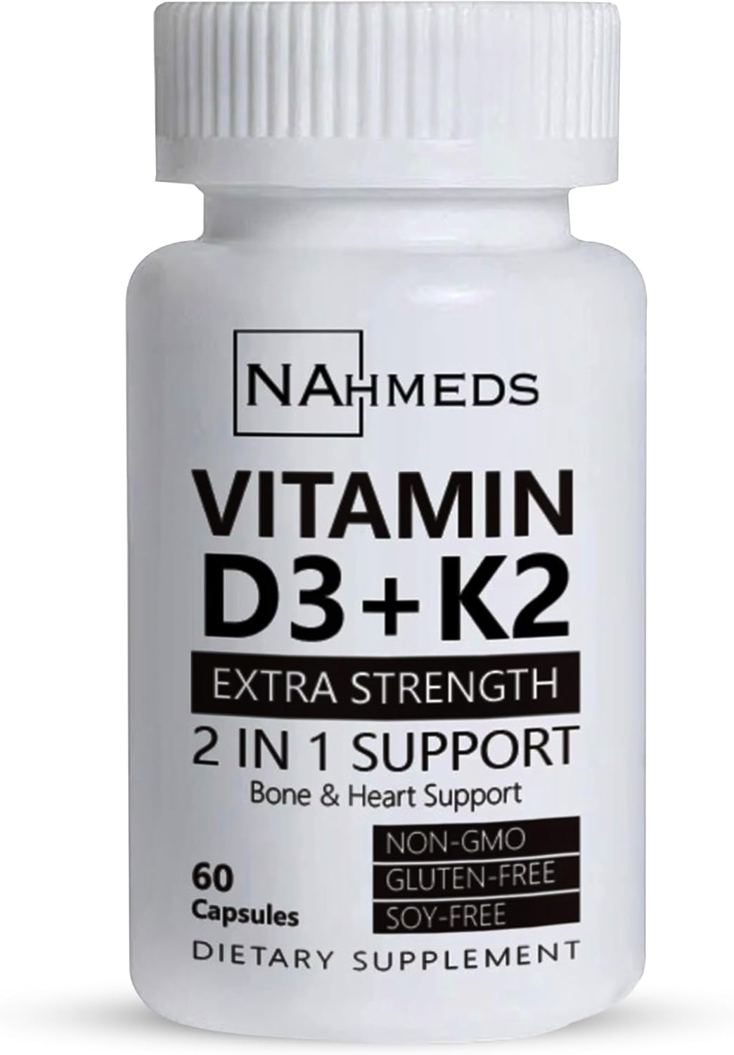 Vitamin D3 + K2 Extra Strength – 60 Capsules, High-Potency Bone & Heart Health Support, Non-GMO, Gluten-free - görsel 1