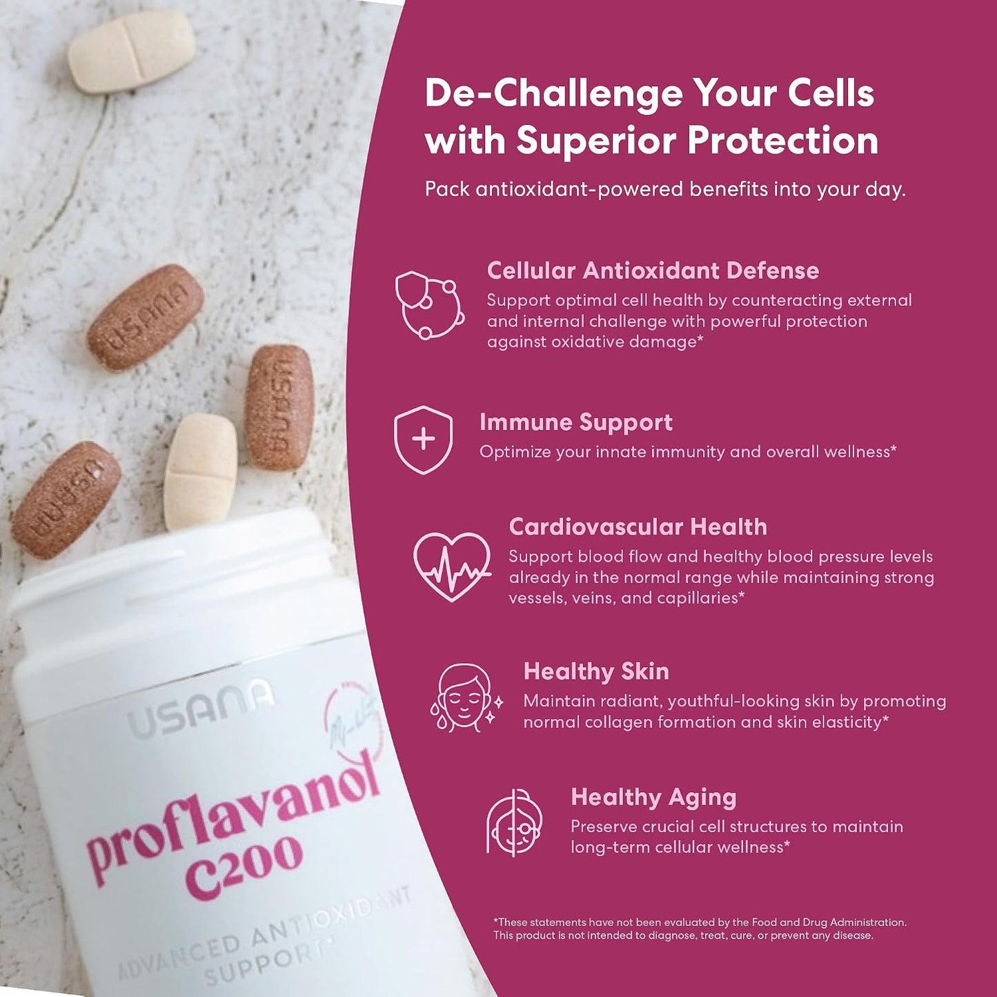 USANA Proflavanol C200 - Advanced Antioxidant with Bioflavonoids and Vitamin C for Heart Health - 56 Tablets - 28 Day Supply - görsel 5