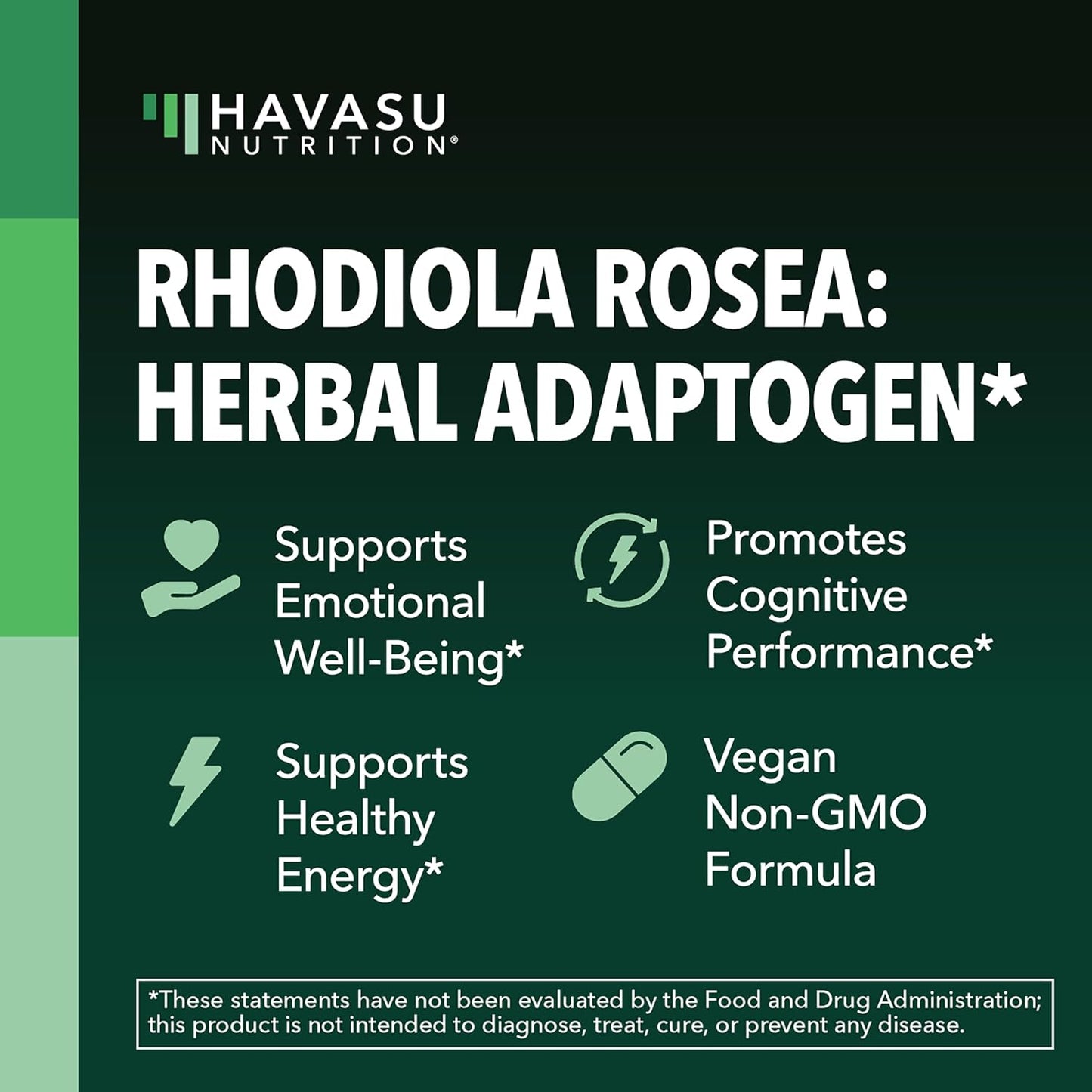 HAVASU NUTRITION Rhodiola Rosea Capsules – Adaptogen for Mental & Physical Performance, 3% Salidrosides, 60 Count - görsel 3
