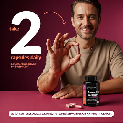 Organic Fermented Beet Root and Black Maca Capsules - Superfood Blend for Energy and Wellness