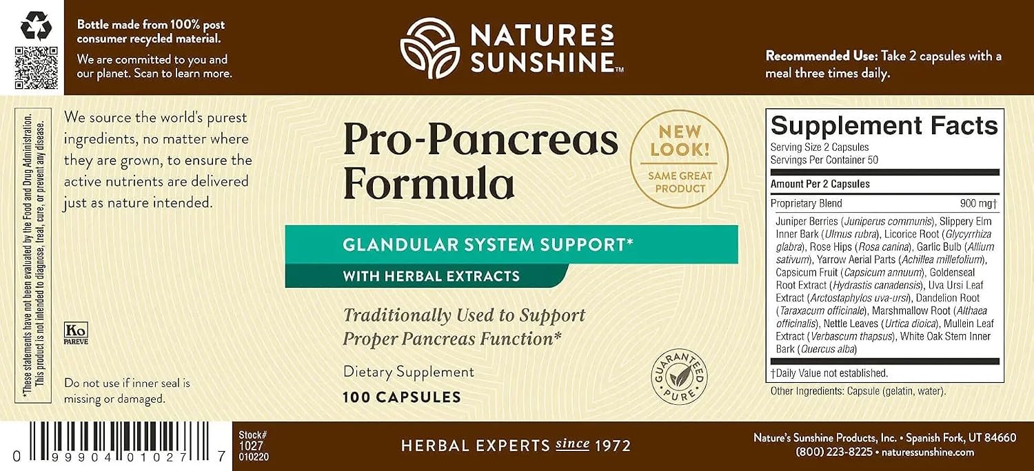 Nature's Sunshine Pro-Pancreas - Herbal Formula for Digestive and Pancreas Support, 100 Capsules - görsel 5