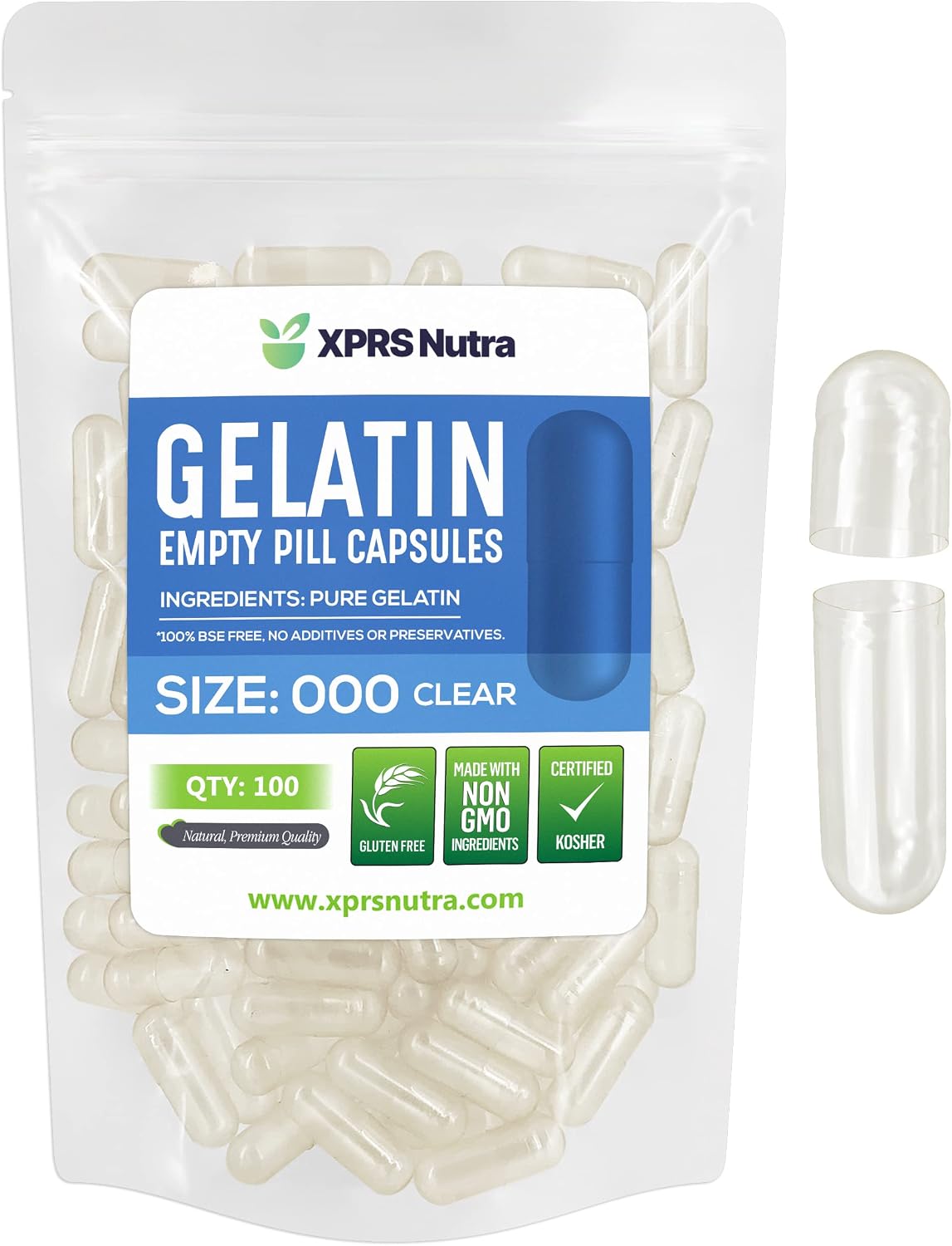 XPRS Nutra Size 000 Empty Gelatine Capsules – 1000 Pack - görsel 10
