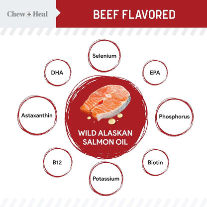 Pure Wild Alaskan Salmon Oil for Dogs - 473 ml. Beef Flavoured Salmon Oil - Pump Cap Bottle