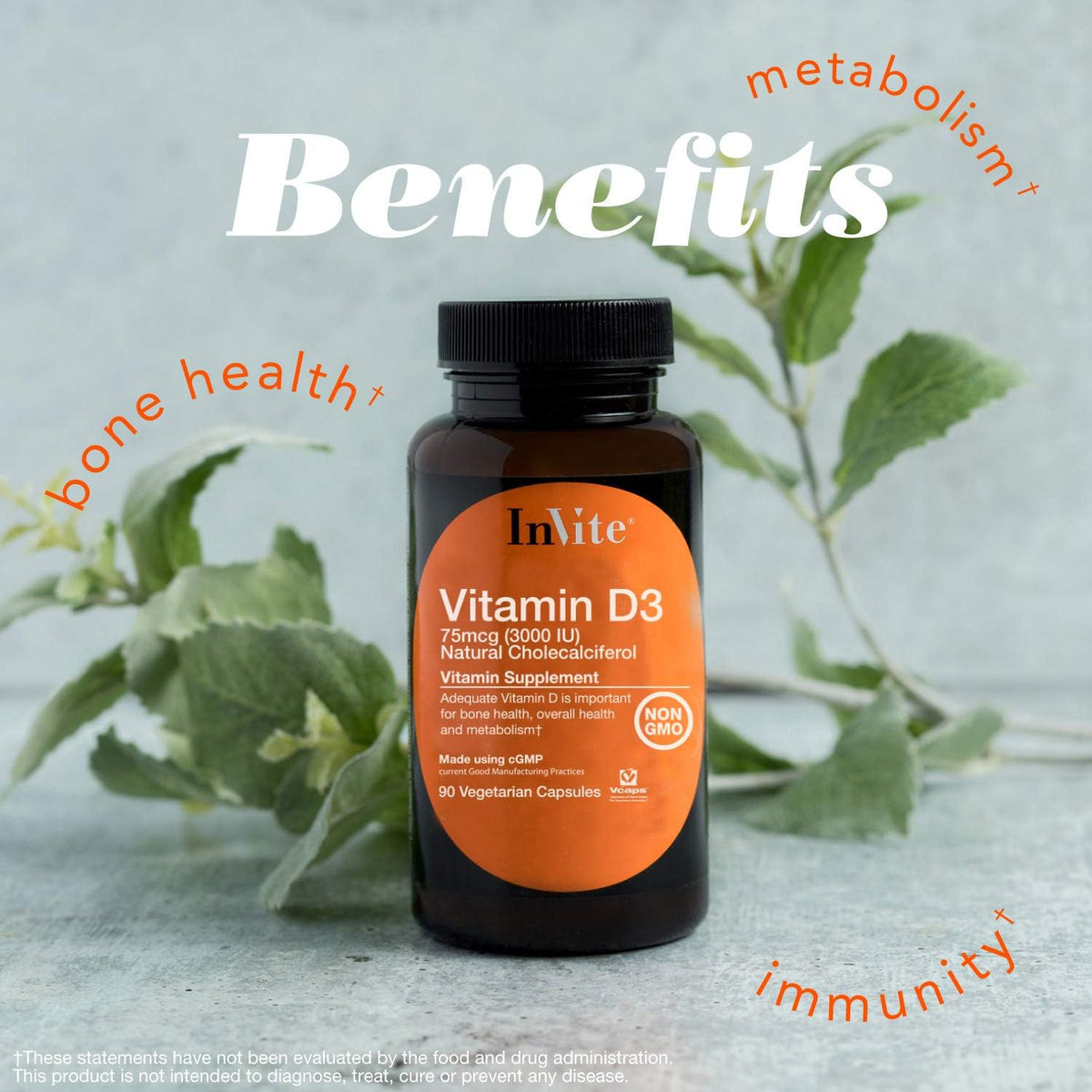 Invite Health Vitamin D3 3000 IU – 90 Vegetarian Capsules - görsel 3