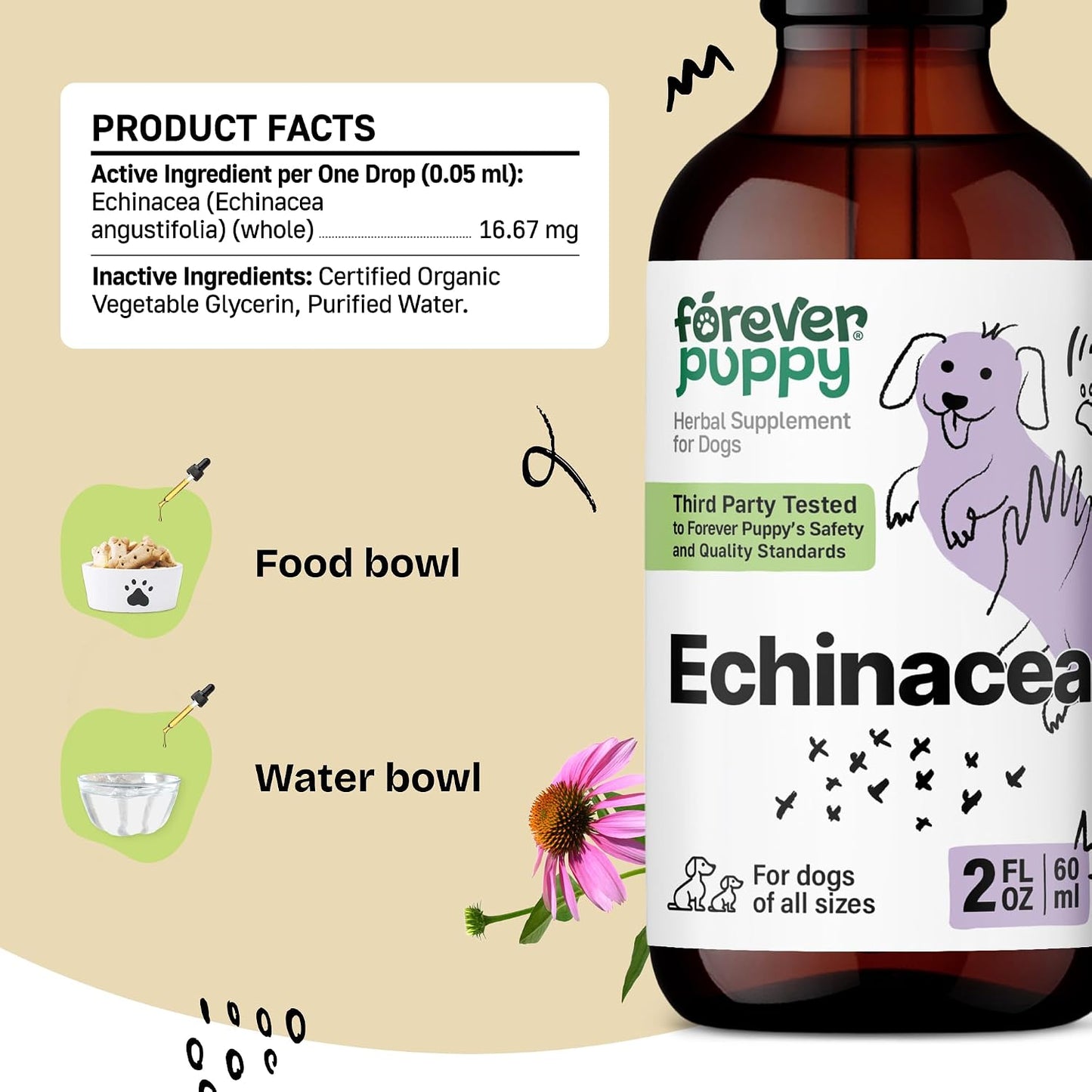 Forever Puppy Echinacea Drops for Dogs, 60 ml – Natural Immune Support Tincture - görsel 3