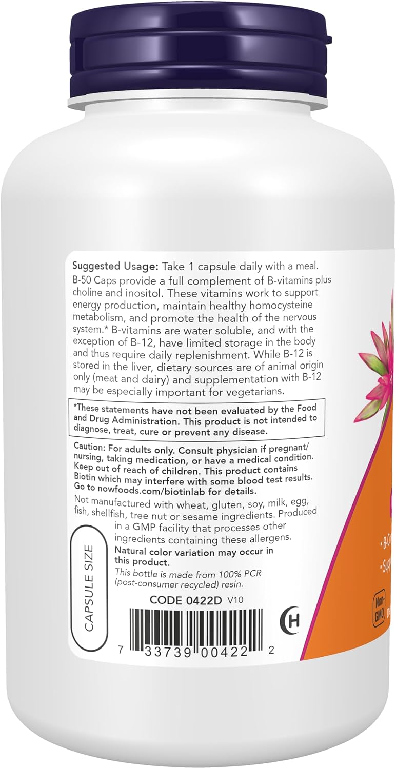 NOW Foods B-50, 250 Veg Capsules (Pack of 2) - görsel 2