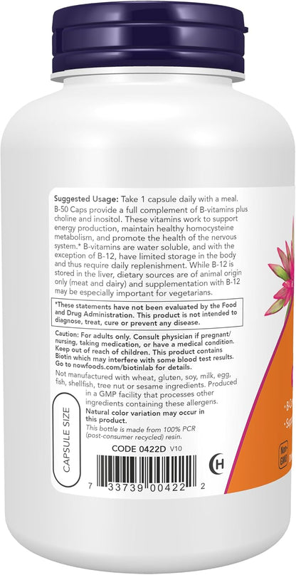 NOW Foods B-50, 250 Veg Capsules (Pack of 2)