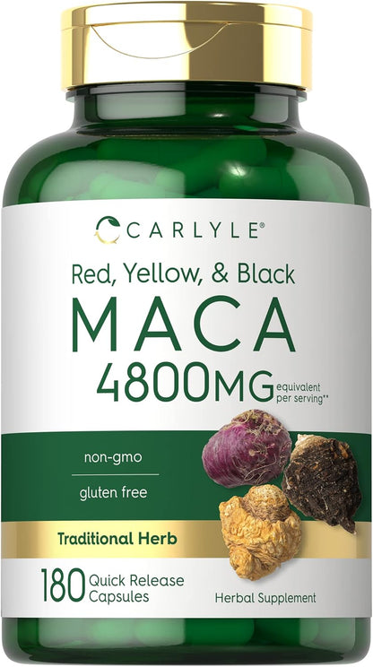Carlyle Maca Root Capsules - 180 Capsules, High Potency Extract, Non-GMO & Gluten-free Supplement