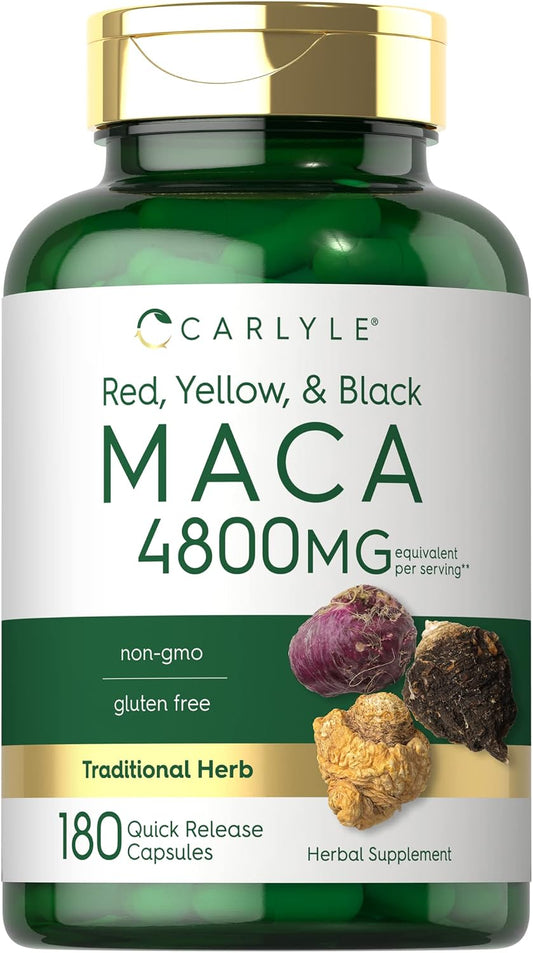 Carlyle Maca Root Capsules - 180 Capsules, High Potency Extract, Non-GMO & Gluten-free Supplement