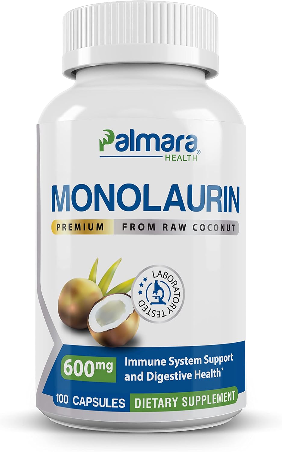 Palmara Health Premium Monolaurin – 1200mg per Serving (100 Capsules) - görsel 1