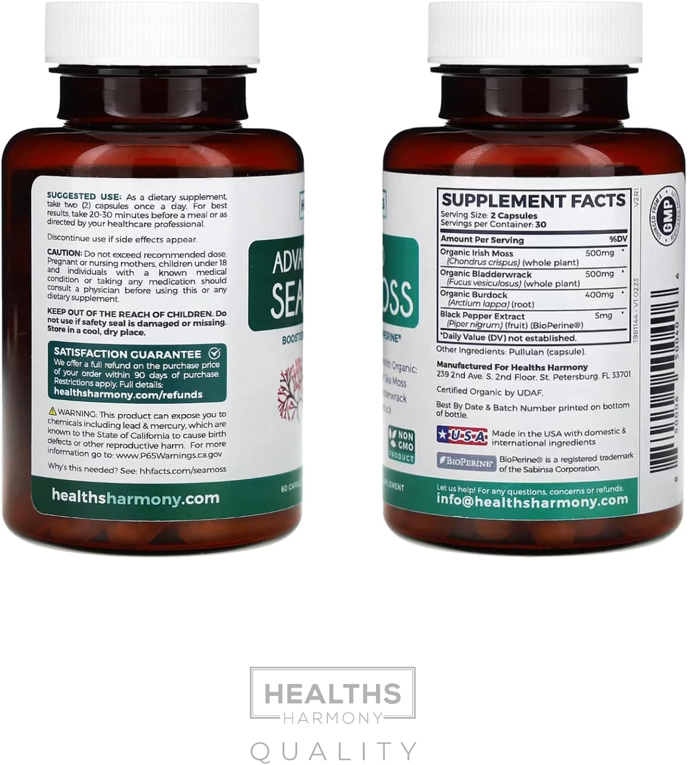 Organic Irish Sea Moss Capsules with Bladderwrack, Burdock Root and Black Pepper Extract – Healths Harmony - görsel 8