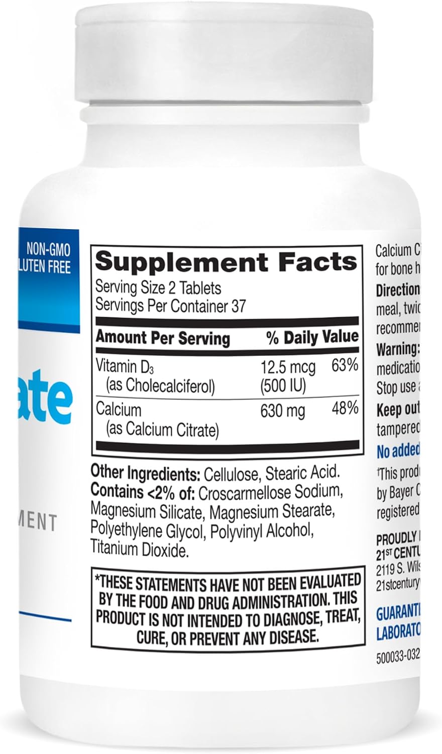 21st Century Calcium Citrate Plus D Maximum Caplets, 75 Caplets - görsel 7
