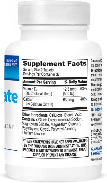 21st Century Calcium Citrate Plus D Maximum Caplets, 75 Caplets