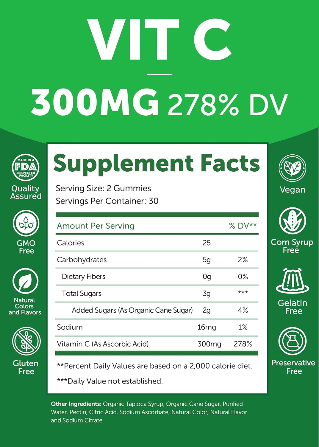 Lunakai Vitamin C Gummies - 300mg Immune Support for Adults and Children, Non-GMO, Vegan, Orange Flavour (60 Count) - görsel 5