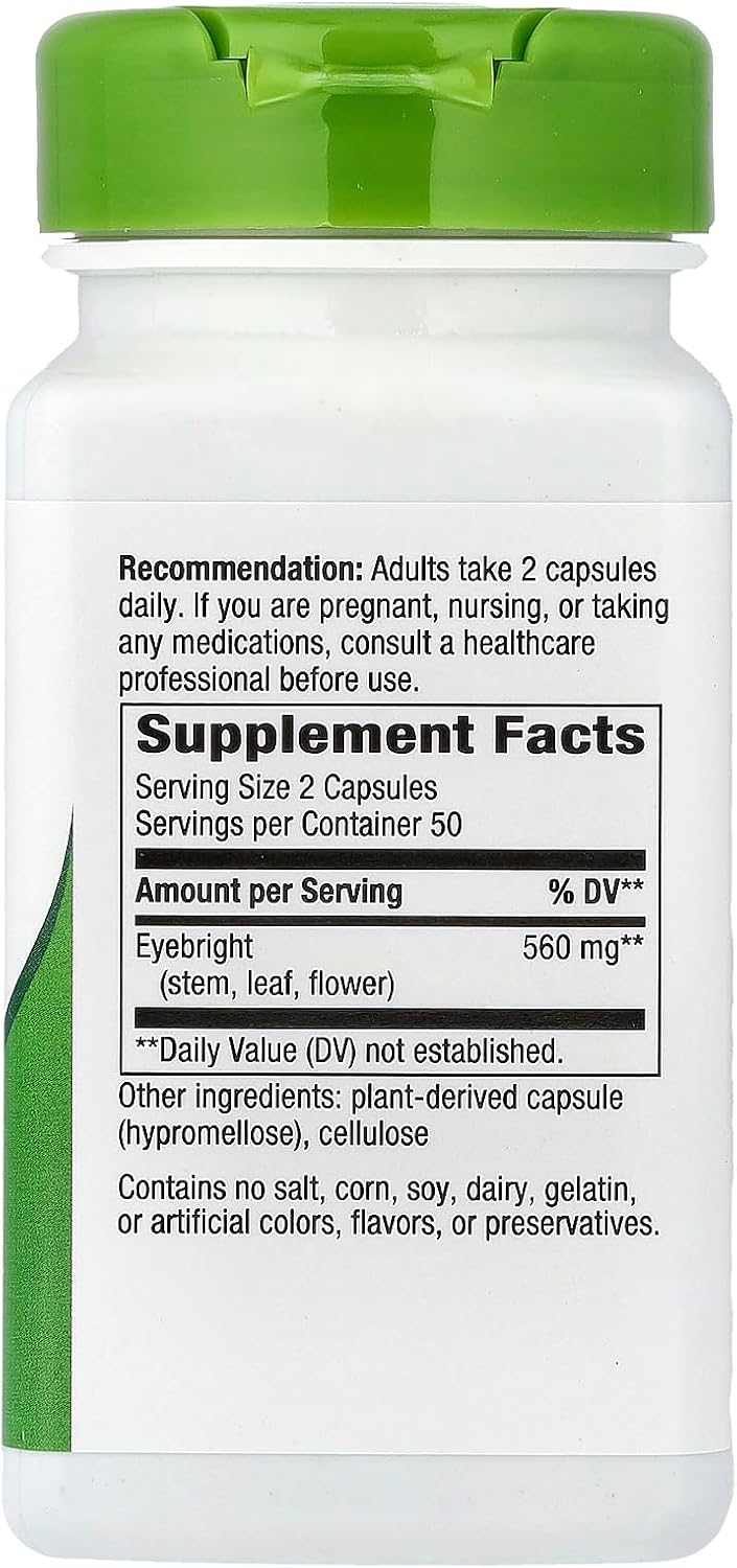 Nature's Way Eyebright Herb, 560 mg per Two Capsule Serving, 100 Vegan Capsules - görsel 2