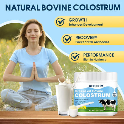 KEDISOM Grass-Fed Bovine Colostrum Powder – Liposomal, High IgG 3000 mg, Gut Health & Immune Support, Unflavoured, 50 Servings
