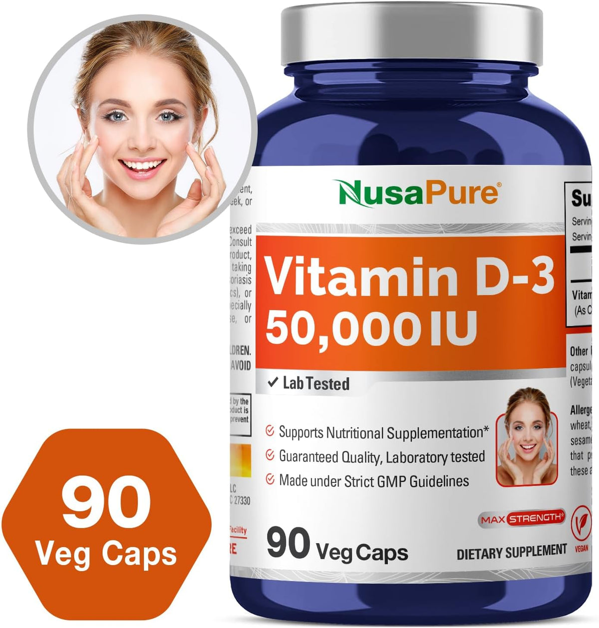 NusaPure Vitamin D3 50,000 IU, 90 Vegetarian – Muscle function: Contributes to the maintenance of normal muscle – Image 4