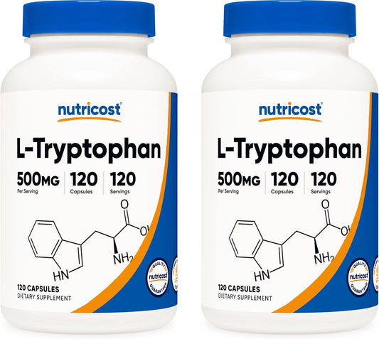 Nutricost L-Tryptophan 500mg, 240 Capsules (2 x 120)