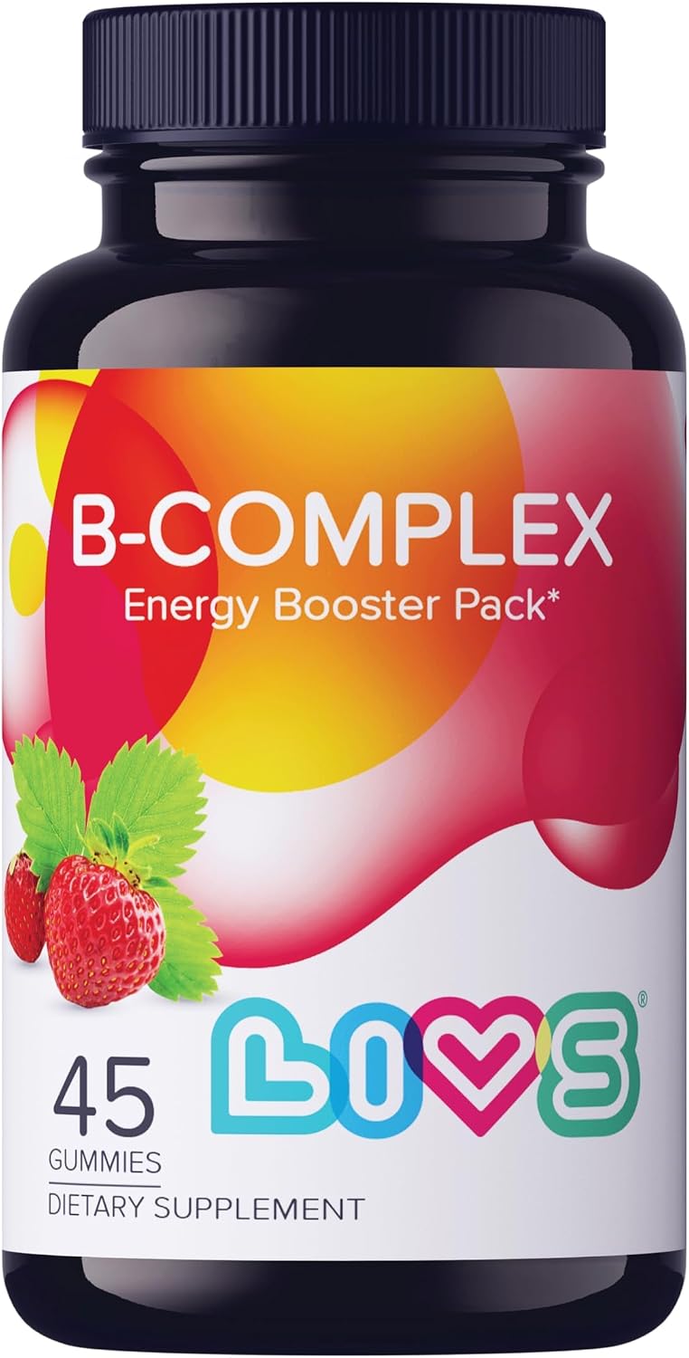 LIVS Vitamin B Complex Gummies with B12, Biotin, B3, B6 and Vitamin C – Strawberry Flavour (45 Count) - görsel 1
