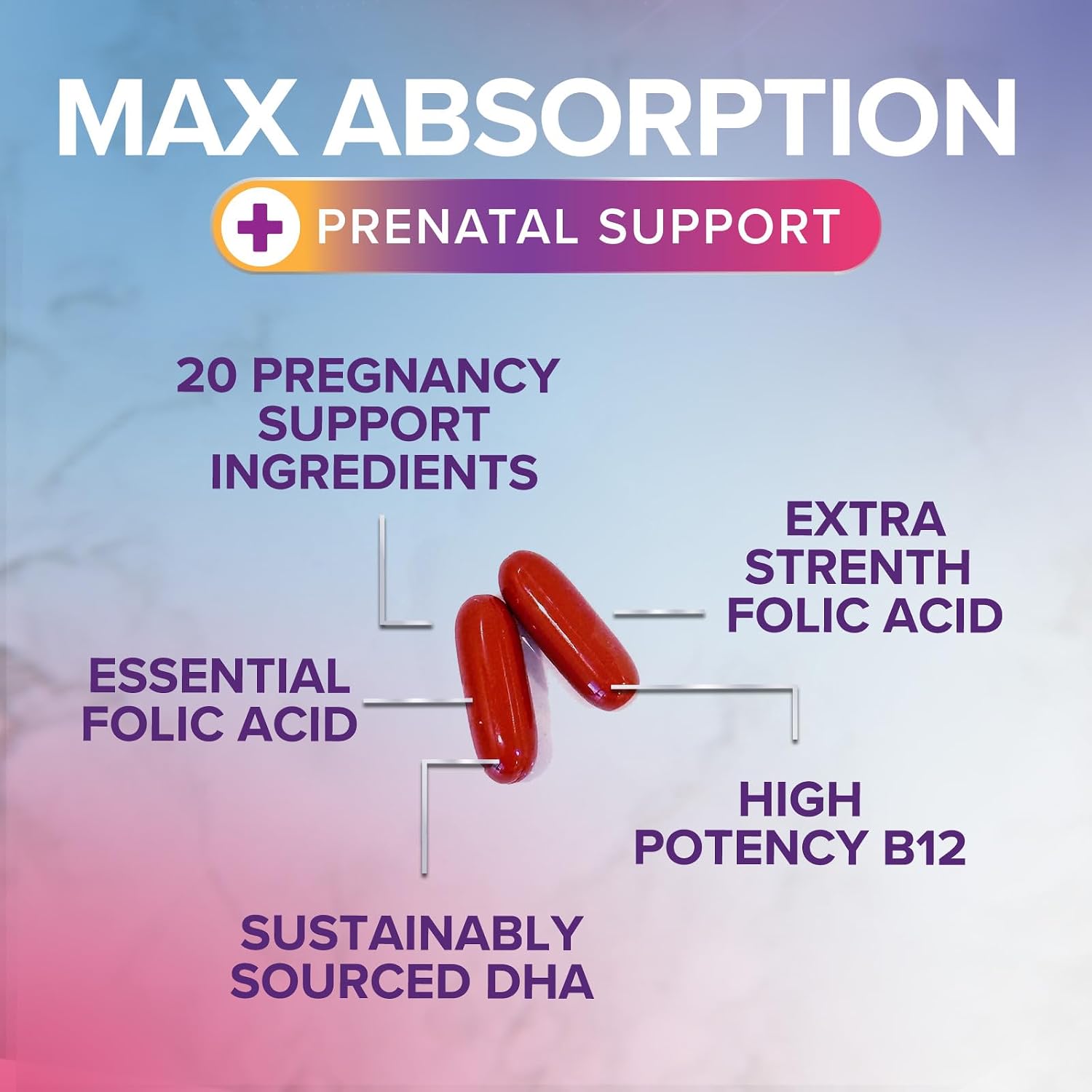 Prenatal Vitamins for Women with Folic Acid + Omega-3 DHA - 120 Soft gel capsule Capsules - görsel 3
