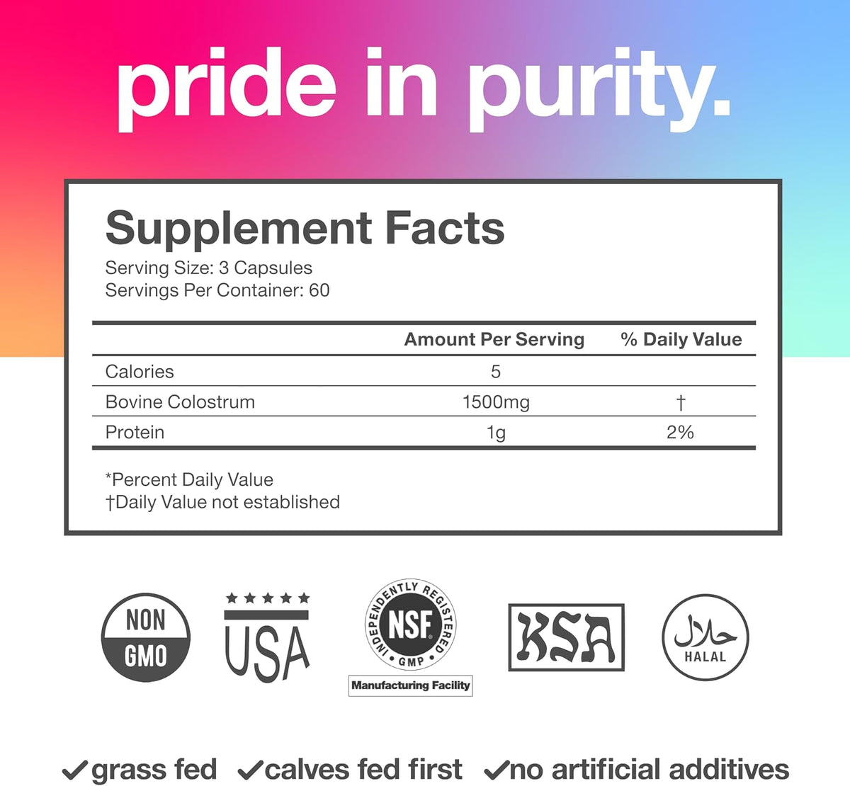 Pure Bovine Colostrum 180 Capsules – Free from Antibiotics and Hormones – Sourced from the USA – All Natural – 100% First Milking - görsel 3