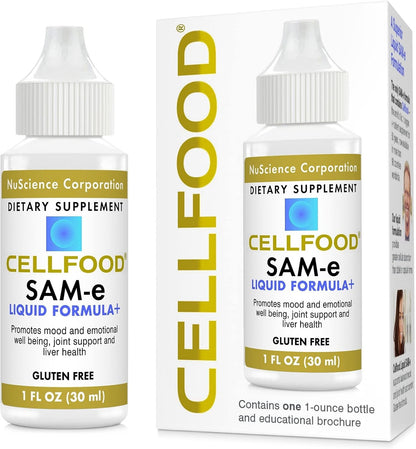 Cellfood SAM-e Liquid Formula+ - 30 ml - Supports Mood, Joints & Liver - Enhanced Absorption - Gluten-free, Non-GMO - 60-Day Supply