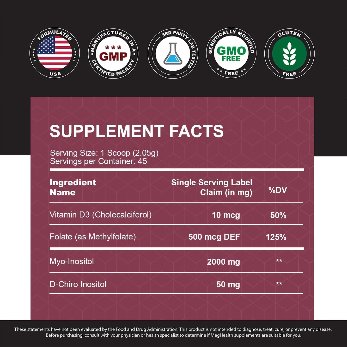 Inositol Powder - Myo and D-Chiro Inositol with Folate and Vitamin D, 40:1 Ratio, 45-Day Supply - görsel 2