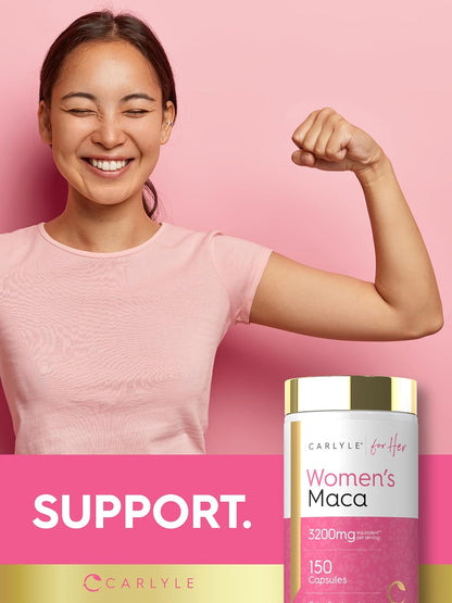 Carlyle Maca Root Capsules for Women | 150 Capsules | Non-GM, Gluten-free Supplement | For Her