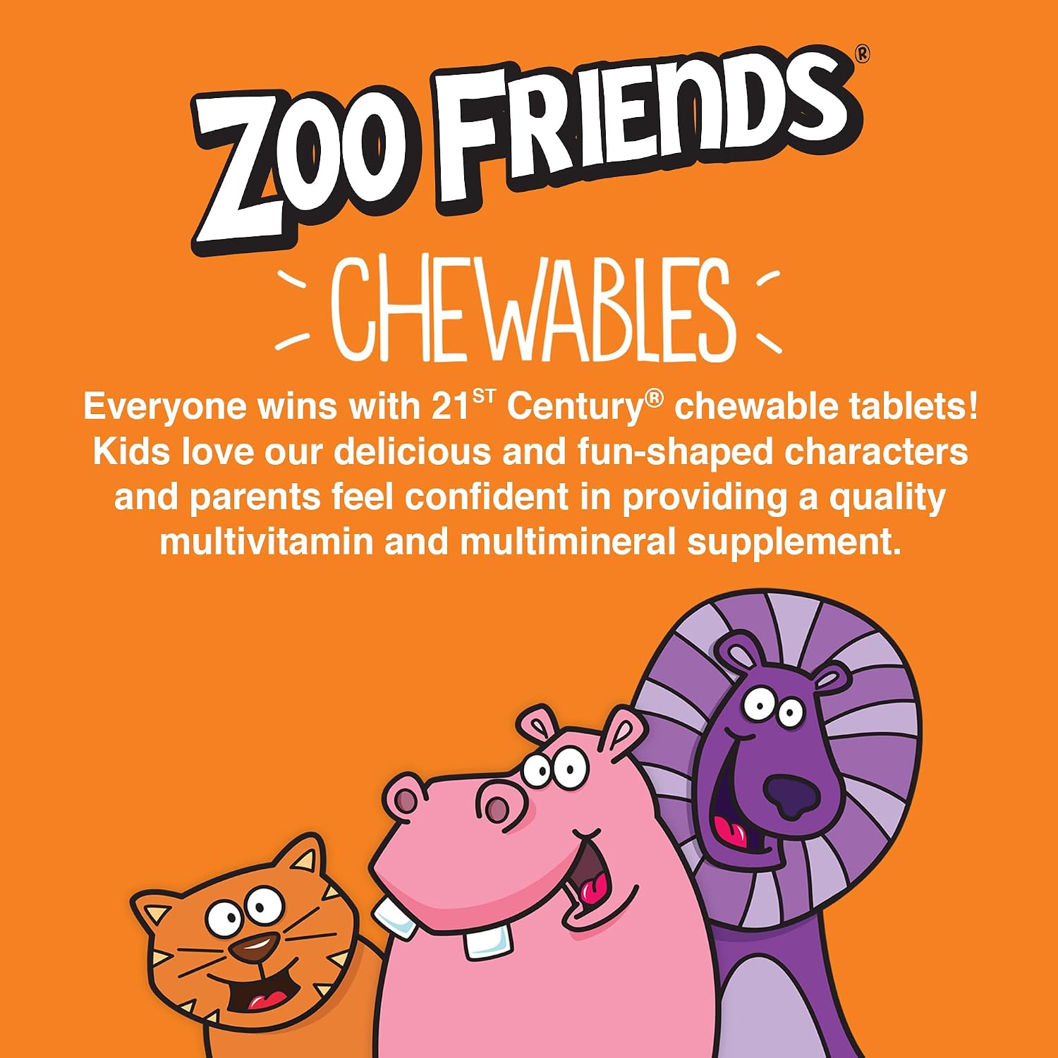 21st Century Zoo Friends with Extra Vitamin C Chewable Tablets, 60 Tablets - görsel 2