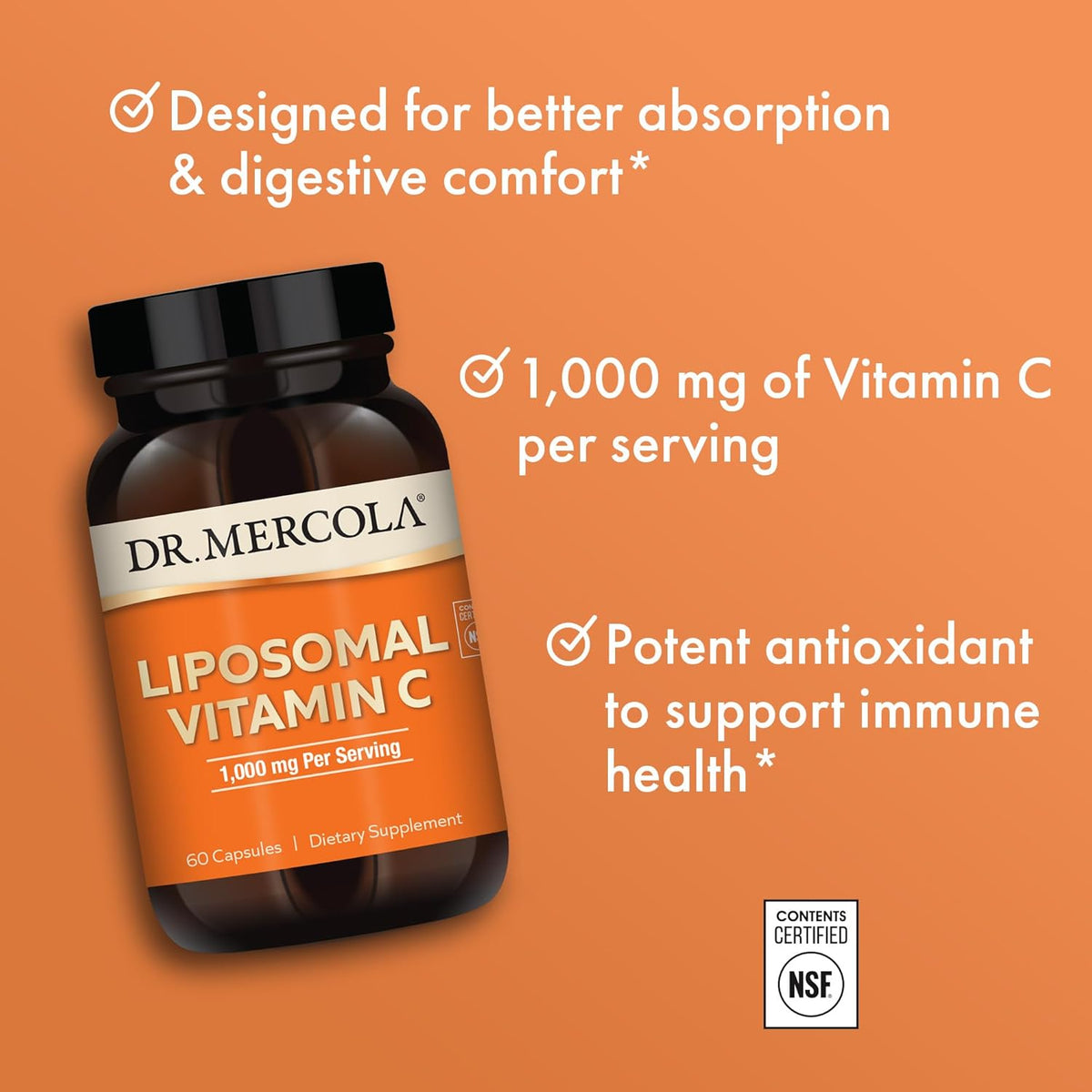 Dr. Mercola Liposomal Vitamin C - 1,000 mg - 60 Capsules (30 Servings) - görsel 4