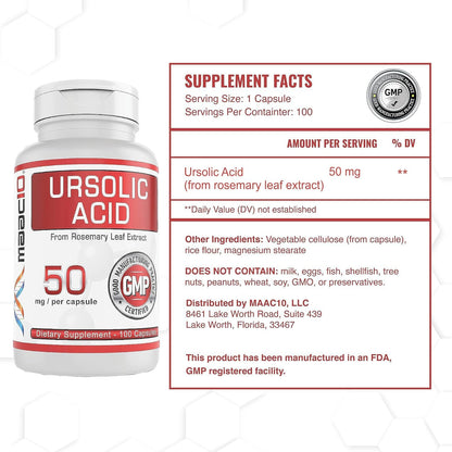 MAAC10 Ursolic Acid 50mg Capsules – AMPK and Sirtuin Activator
