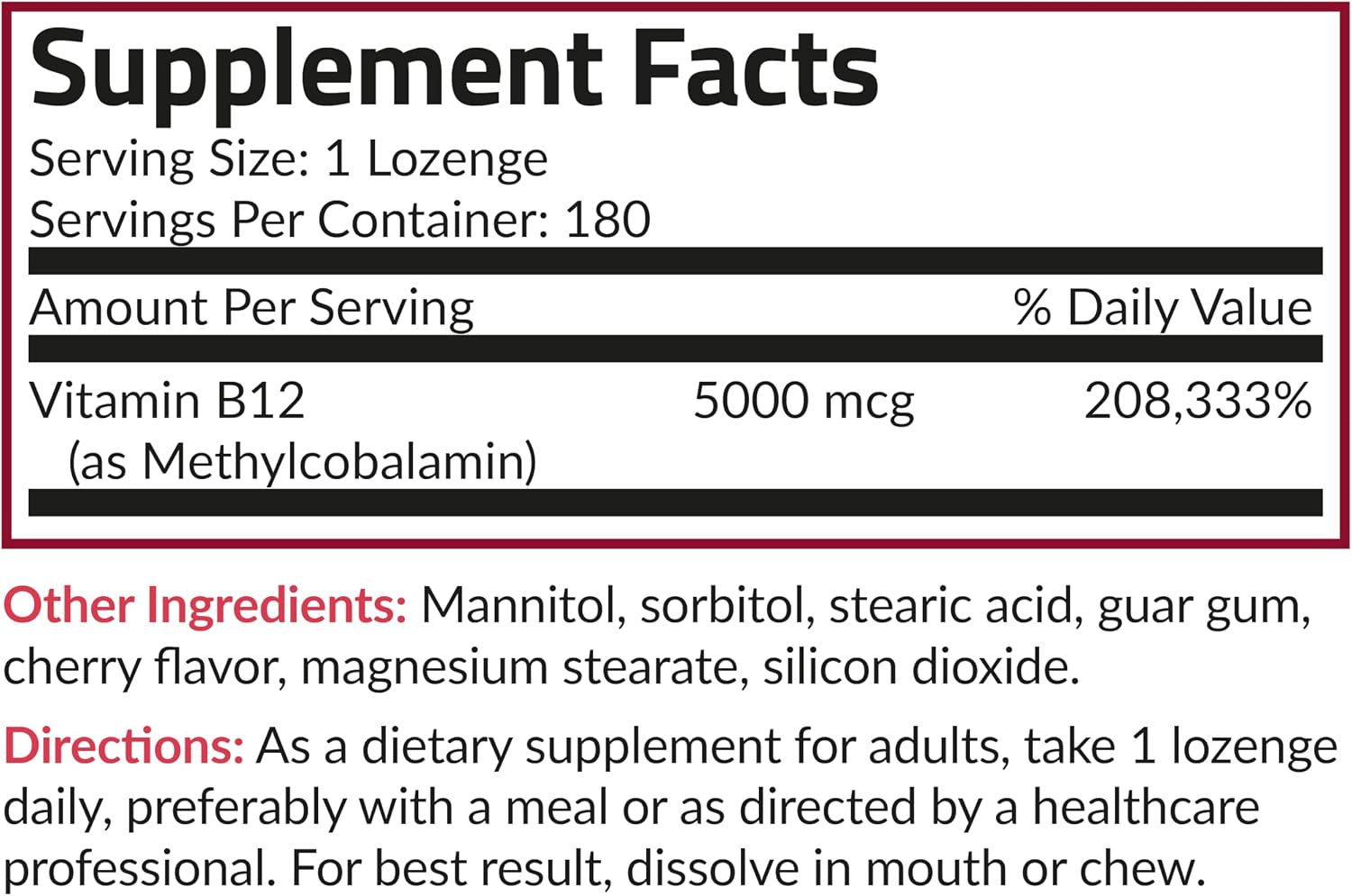 Futurebiotics Methyl B12 5000 mcg Vitamin B12 Methylcobalamin, Cherry Flavour Non-GMO, 180 Vegetarian Lozenges - görsel 8
