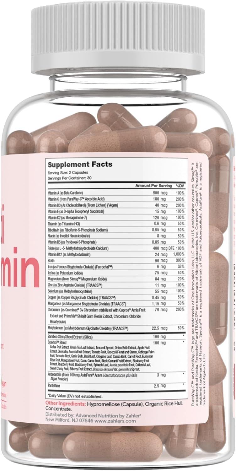 Zahler Multivitamin Beauty + Skin, Hair and Nails Support with Iron, 60 Capsules - görsel 2