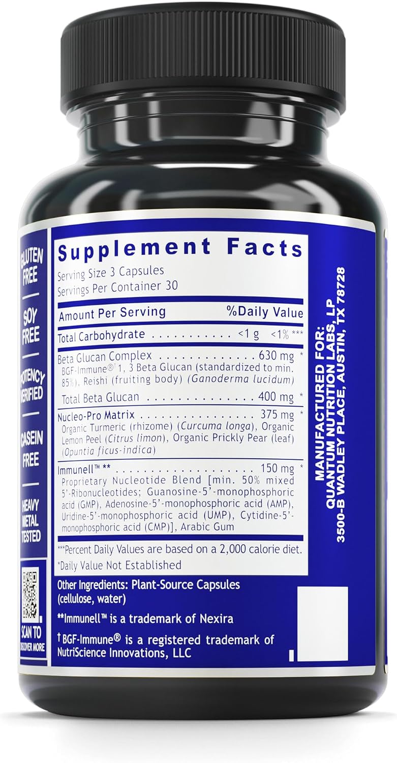 Quantum Nucleotide Complex - Beta-Glucan Immune Support with Reishi, 90 Capsules - görsel 2