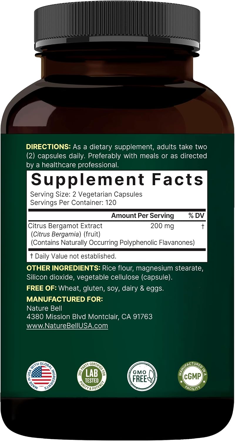 NatureBell Citrus Bergamot – Real Fruit Extract with Polyphenolic Flavanones – 240 Vegetarian Capsules - görsel 7