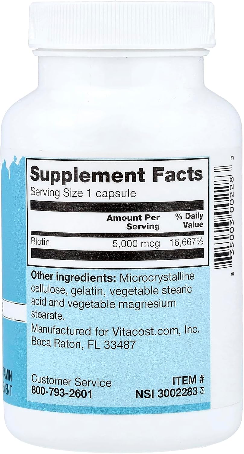Vitacost Biotin 5000 mcg – 300 Capsules - görsel 2