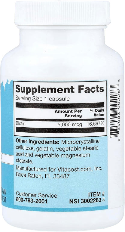 Vitacost Biotin 5000 mcg – 300 Capsules