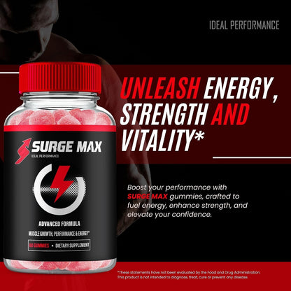 Surge Max Gummies, Official Surge Max Gummies for Men - Maximum Strength Performance, All Natural Support Overall Health & Wellness, SurgeMax Advanced Formula Gummy Reviews (3 Pack)