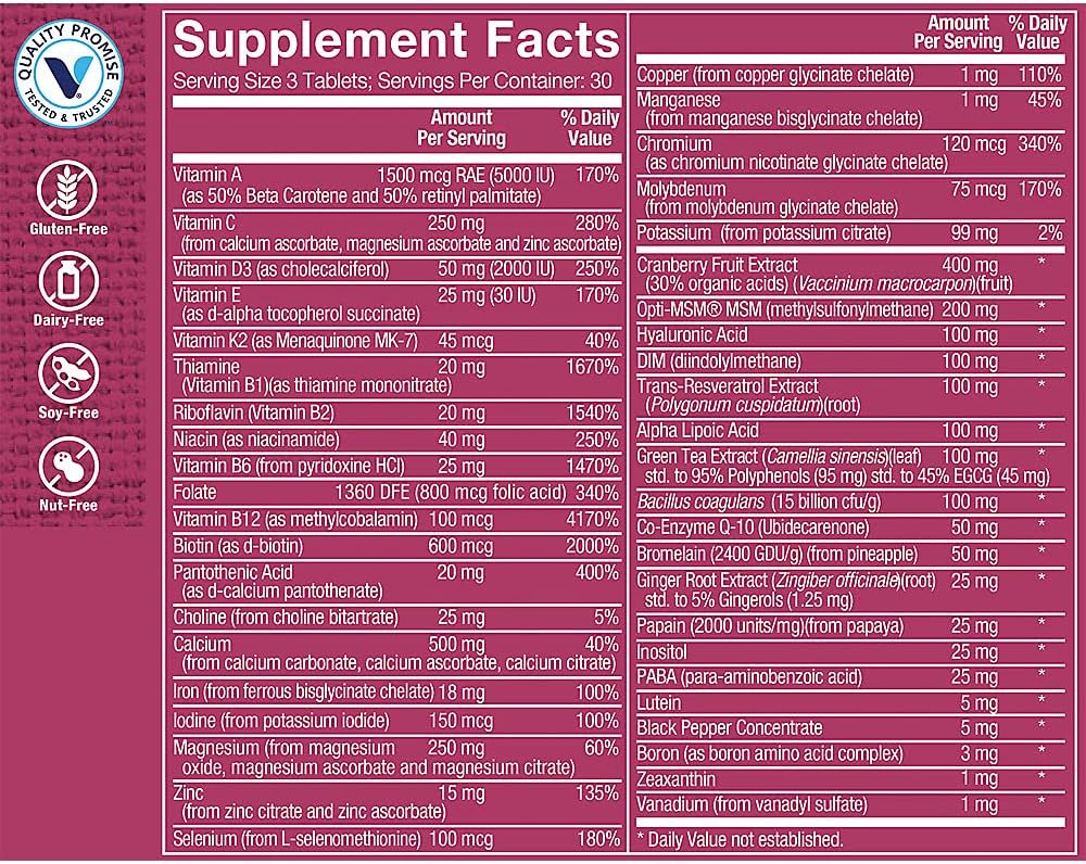 The Vitamin Shoppe Ultimate Woman’s Gold Multivitamin with Iron, B Vitamins & Vitamin D3 - 90 Tablets (2-Month Supply) - görsel 3