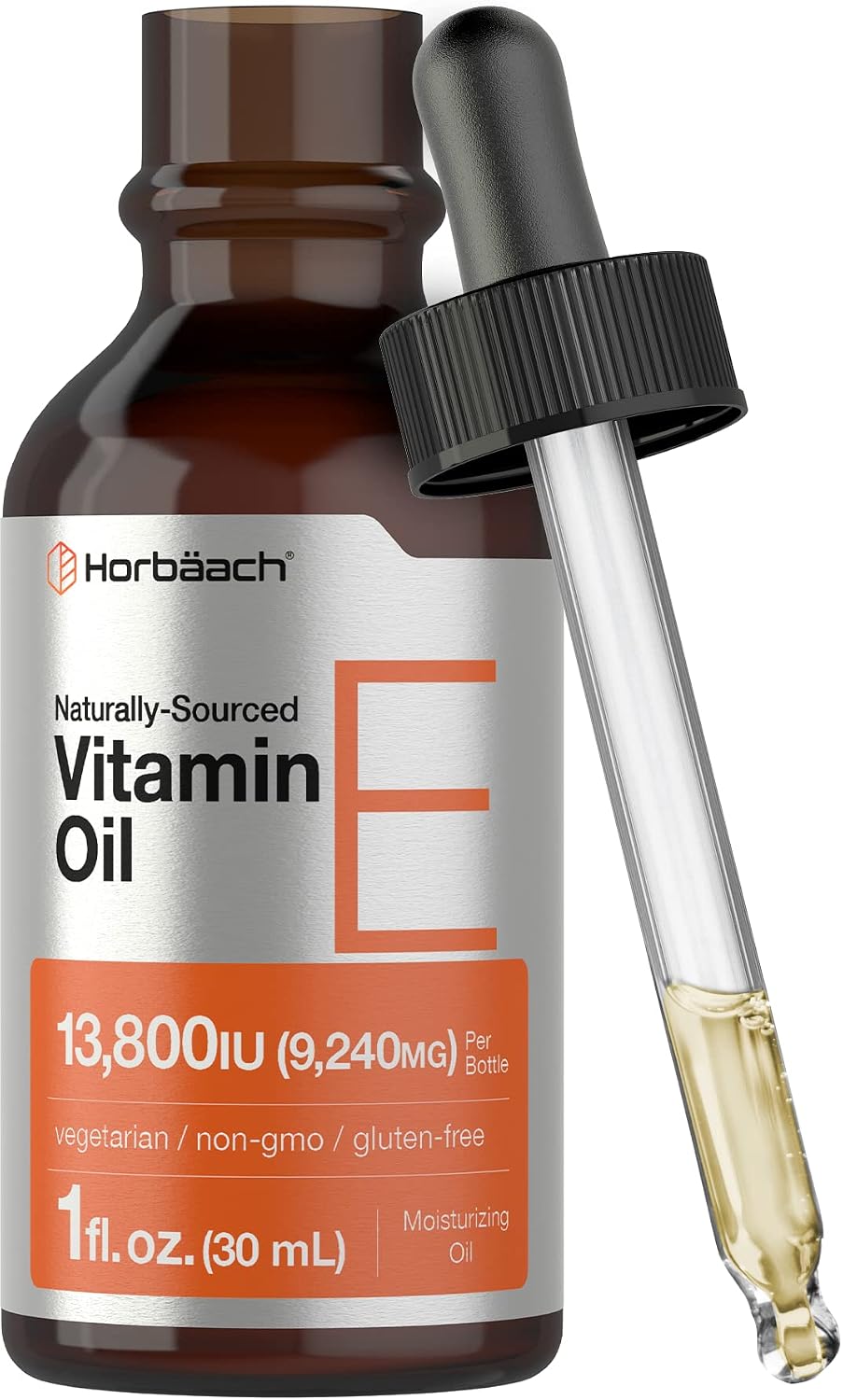 Horbäach Vitamin E Oil | 13,800 IU | 30 ml | for Face and Skin | Naturally Sourced Liquid Supplement | Vegetarian, Non-GM and Gluten-Free Formula - görsel 1