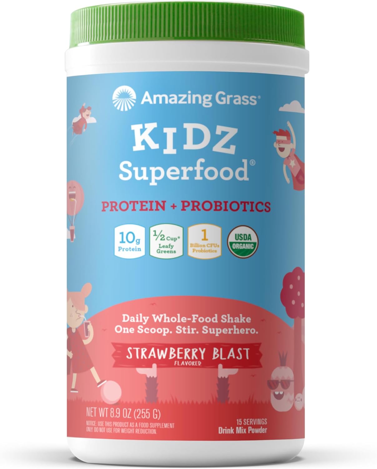 Amazing Grass Kidz Superfood: Organic Greens, Fruits & Probiotics, Berry Blast, 30 Servings - görsel 9