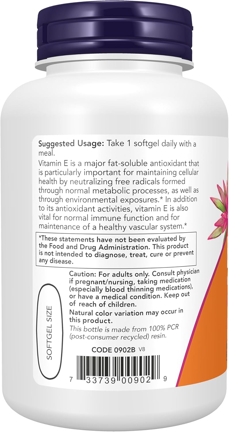NOW Foods Vitamin E-1,000 IU Mixed Tocopherols, 100 Softgels - görsel 3