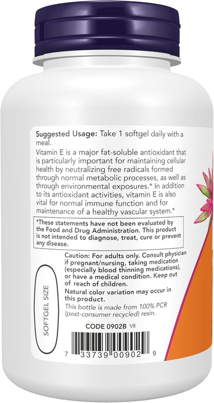 NOW Foods Vitamin E-1,000 IU Mixed Tocopherols, 100 Softgels