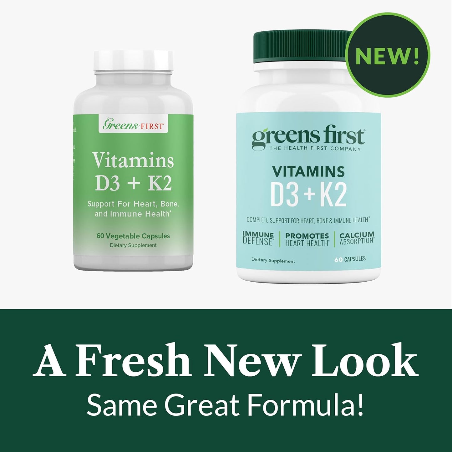 Greens First Vitamins D3+K2 – Support for Normal Bones, Immune System and Calcium Balance (60 Vegetable Capsules) - görsel 3